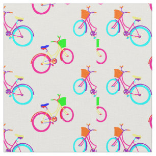 white rainbow bikes colourful bicycles fabric