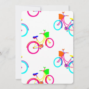 white rainbow bikes colourful bicycles invitation
