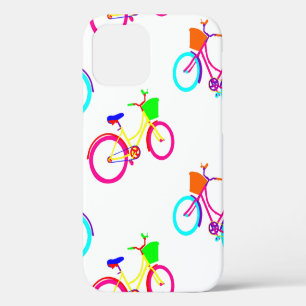 white rainbow bikes colourful bicycles iPhone 12 case