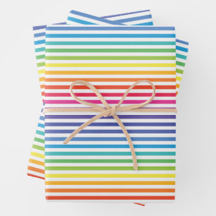 White Rainbow Horizontal Stripes Wrapping Paper Sheet