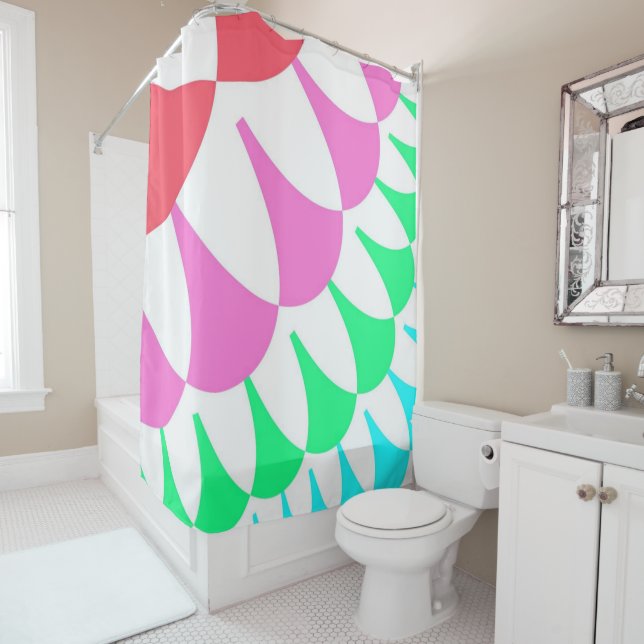 White Rainbow Scales Shower Curtain (In Situ)