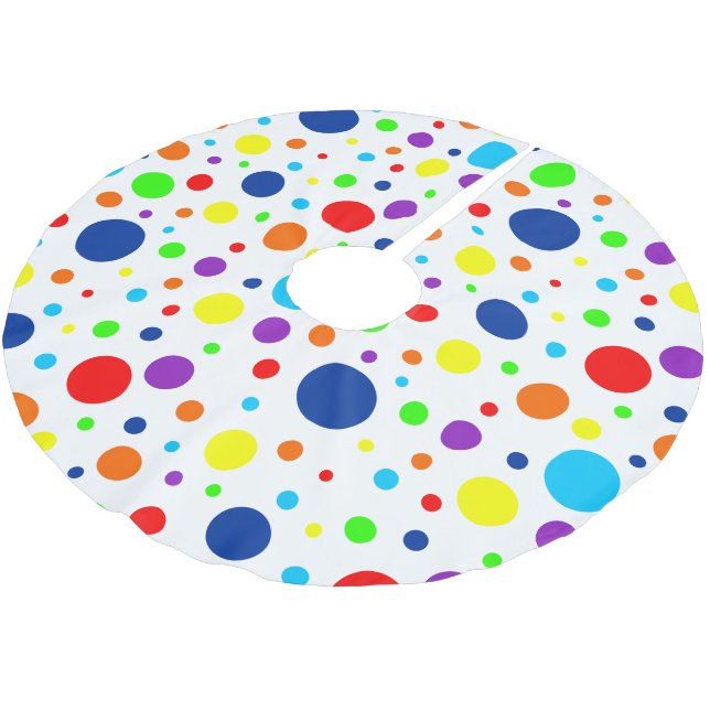 White Rainbow Spots Tree Skirt (Angled)