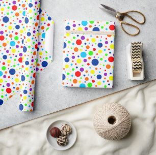 White Rainbow Spots Wrapping Paper