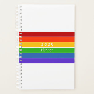 White Rainbow Stripe Planner