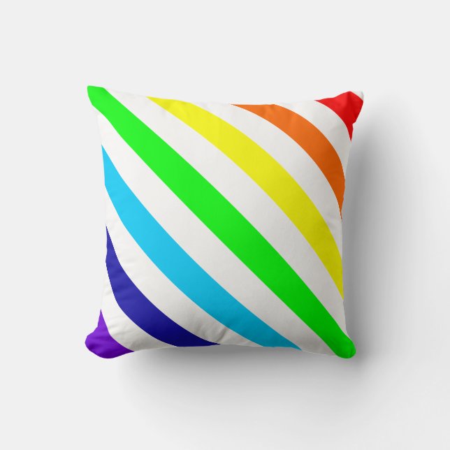 White Rainbow Stripes Pillow (Front)
