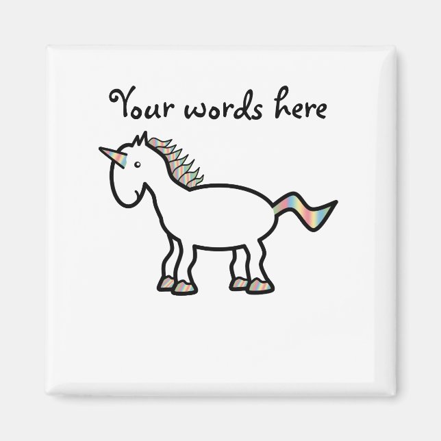 White rainbow unicorn magnet (Front)