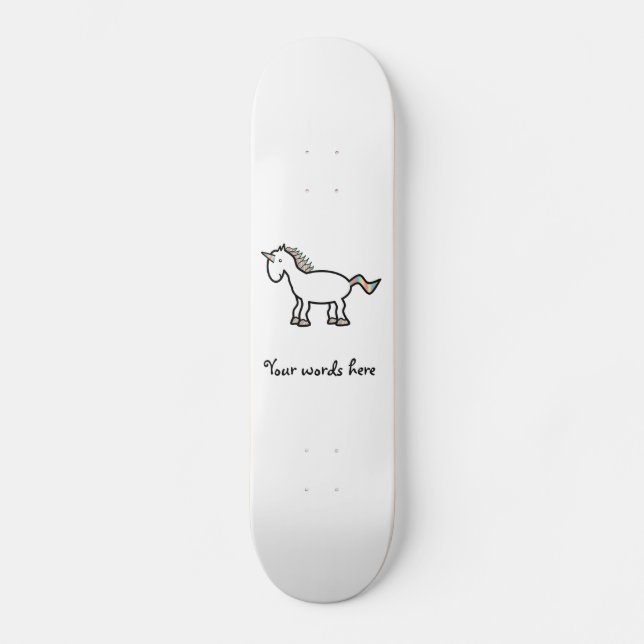 White rainbow unicorn skateboard (Front)