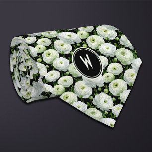 White Ranunculus Floral  Tie