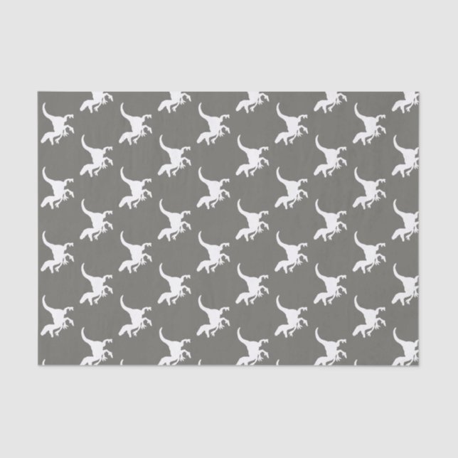 White Raptors Dinosaurs Print Tissue Paper (Front)