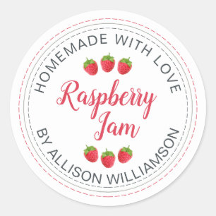 White Raspberry Homemade With Love Jam Classic Round Sticker