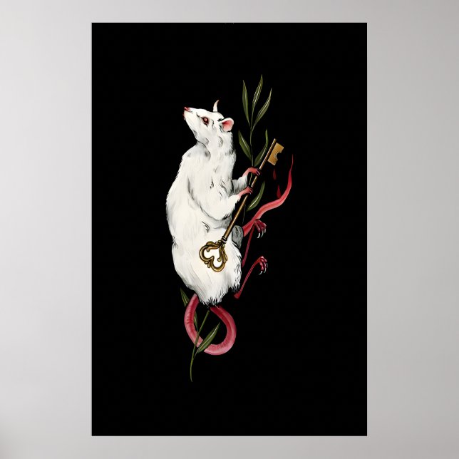 White Rat Illustration Gothic - Giclee Print from (Front)