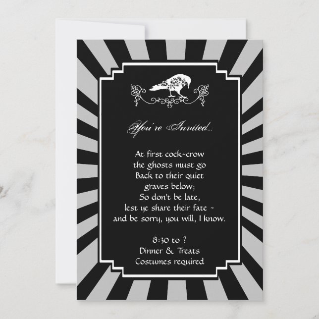 White Raven Halloween Party Invitation (Front)