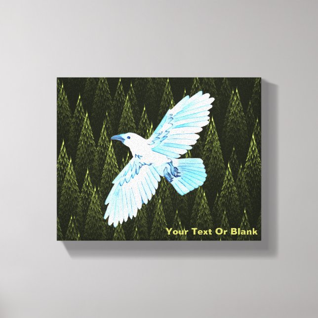 White Raven on Fractal Conifers Canvas Print (Front)