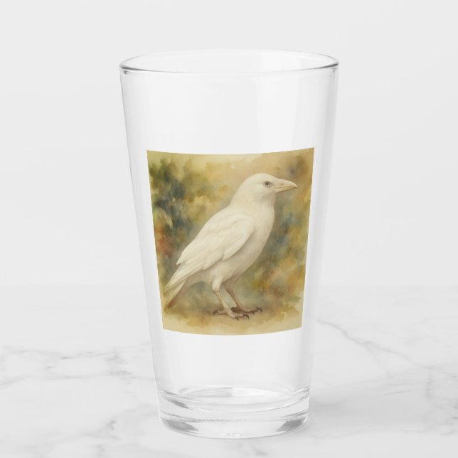 White Raven Watercolor Glass (Front)