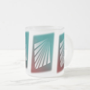 White rays on burgundy teal frosted glass coffee mug