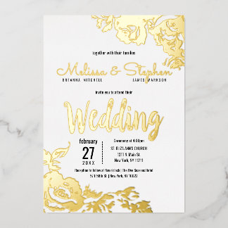 White Real Gold Floral Wedding