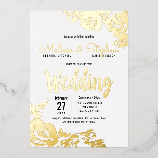 White Real Gold Floral Wedding (Front)