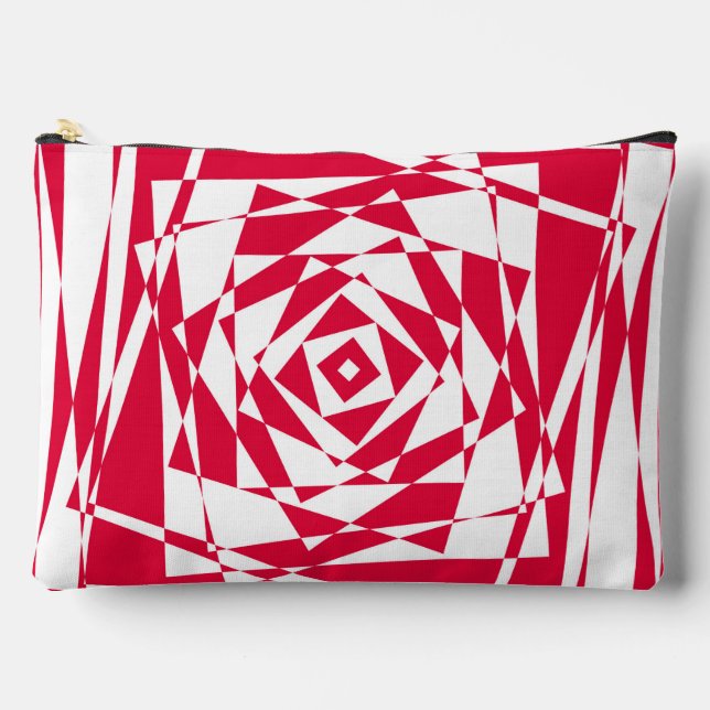 White red abstract illusion  accessory pouch (Front)