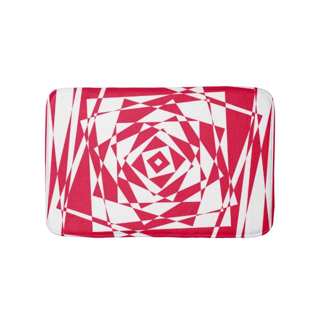 White red abstract illusion  bath mat (Front)