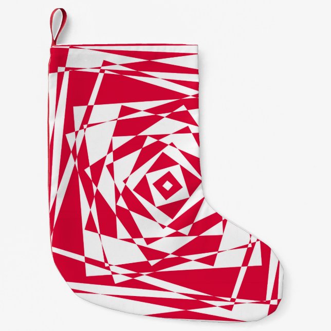 White & Red Abstract Illusion Christmas Stocking  (Front)