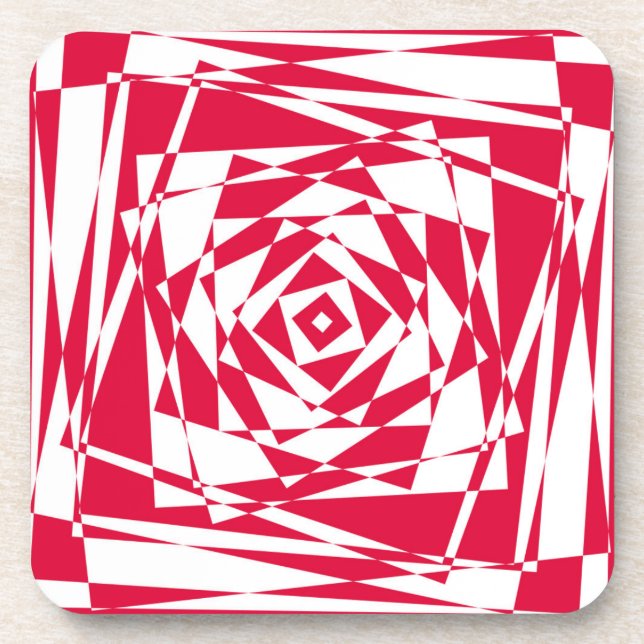 White red abstract illusion  coaster (Front)