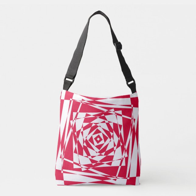 White red abstract illusion  crossbody bag (Front)