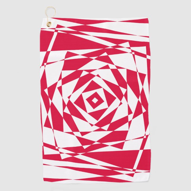 White red abstract illusion  golf towel (Front)