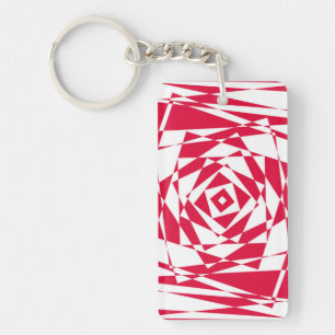 White red abstract illusion key ring