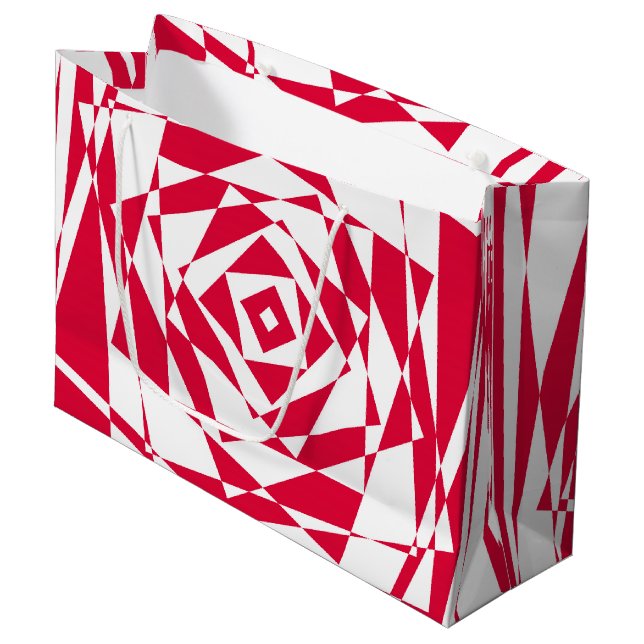 White red abstract illusion  large gift bag (Front Angled)