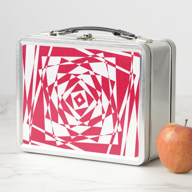 White red abstract illusion  metal lunch box (In Situ)