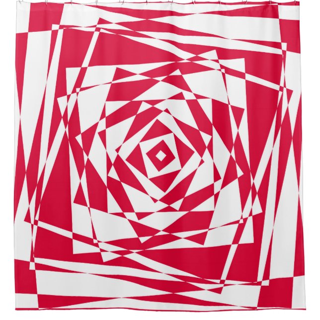 White red abstract illusion  shower curtain (Front)