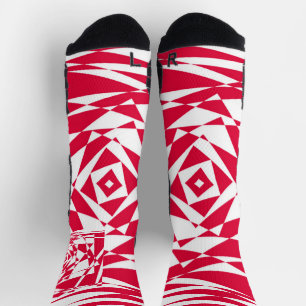 White red abstract illusion socks