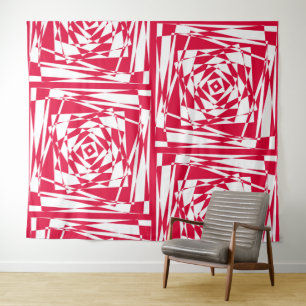 White red abstract illusion  tapestry