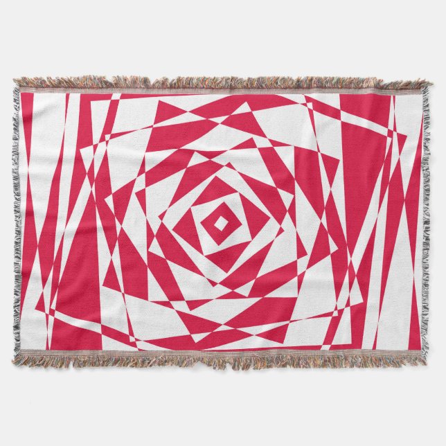 White red abstract illusion  throw blanket (Front)
