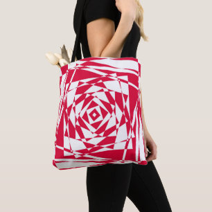 White red abstract illusion tote bag