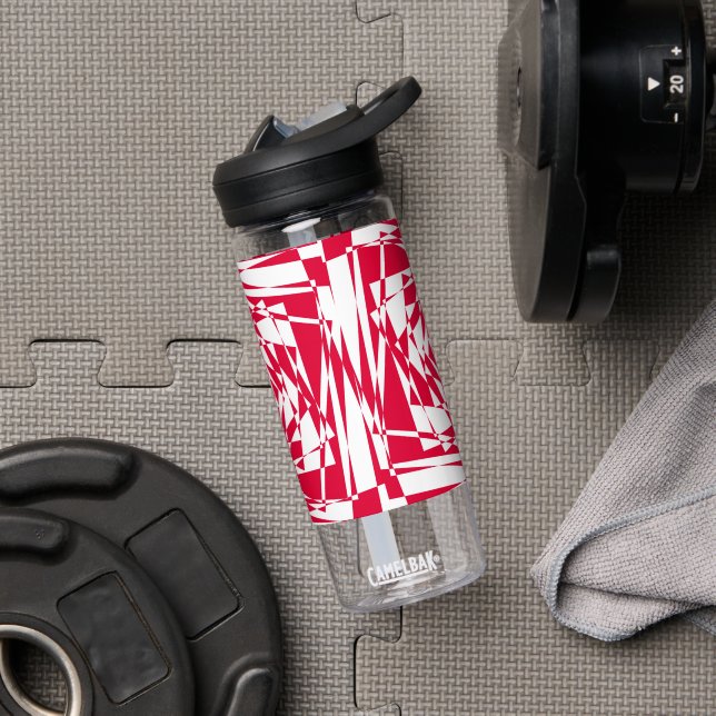 White red abstract illusion  water bottle (Gym)