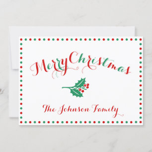 White, Red And Green Personalised Christmas Cards