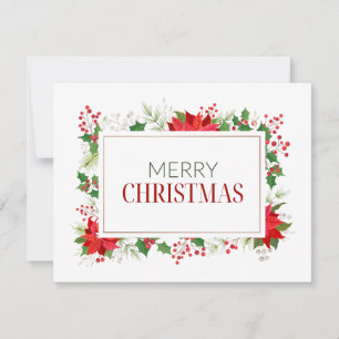 White Red and Green Traditional Merry Holiday Card
