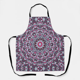 White, red and khaki mandala. apron
