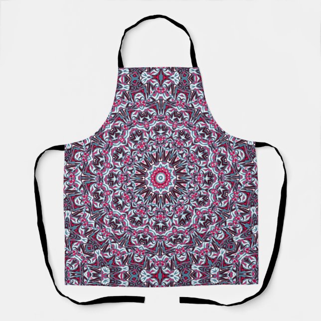 White, red and khaki mandala. apron (Front)