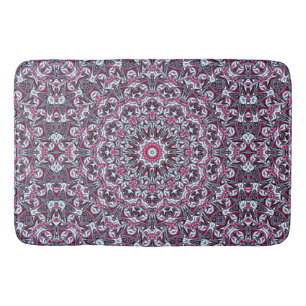 White, red and khaki mandala. bath mat