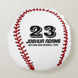White Red Baseball Games Sports Team Round Pillows