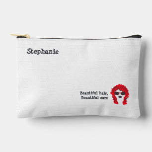 White & Red Beauty Salon Hair Stylist Trendy Accessory Pouch