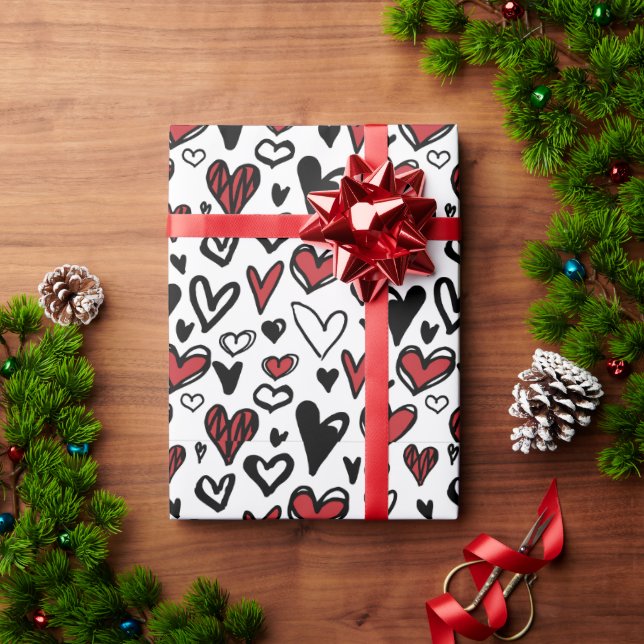 white red black gift wrapping paper (Holiday Gift)