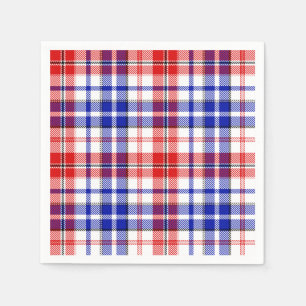White Red Blue Plaid Tartan Design Napkin