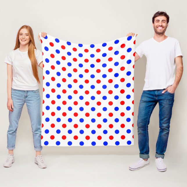 White Red Blue Polka Dots Design  Fleece Blanket (In Situ)