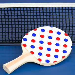 White Red Blue Polka Dots Design Ping Pong Paddle