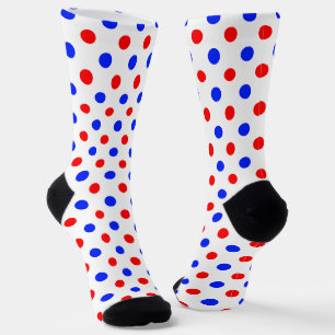 White Red Blue Polka Dots Design Socks