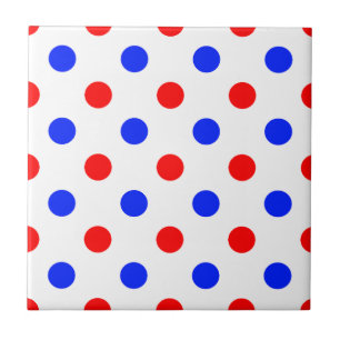 White Red Blue Polka Dots Design  Tile