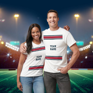 White Red Blue Sports Jersey Team Name Unisex T-Shirt